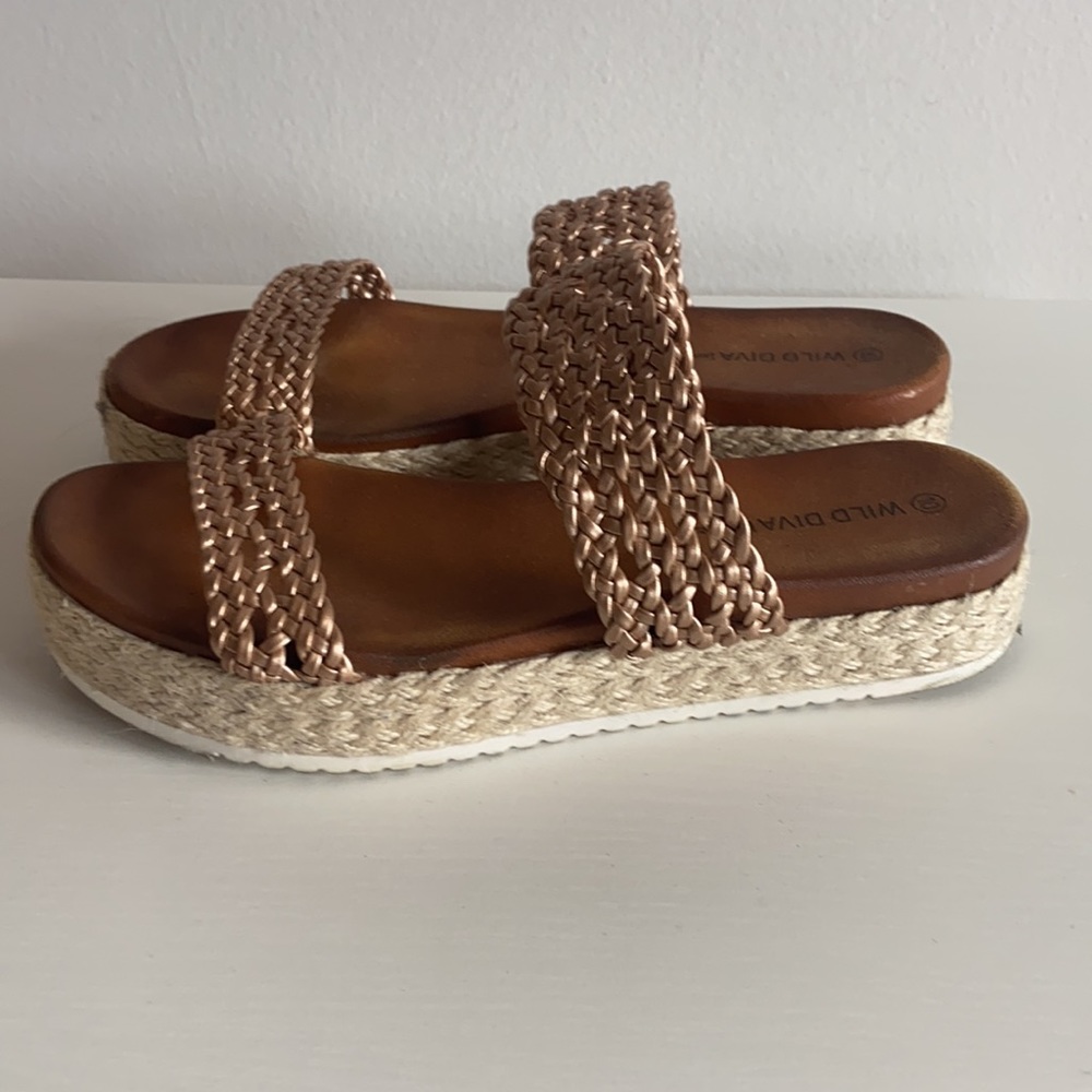 Copper espadrille sandals size 10
